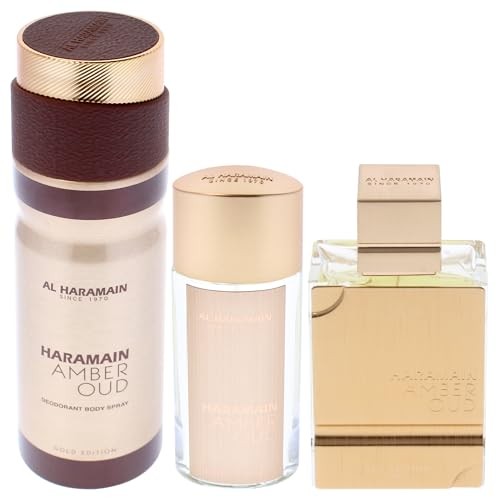 Al Haramain Amber Oud - Gold Edition   3 Pc Gift Set 2.5oz EDP Spray  1oz EDP Spray  6.6oz Body Spray