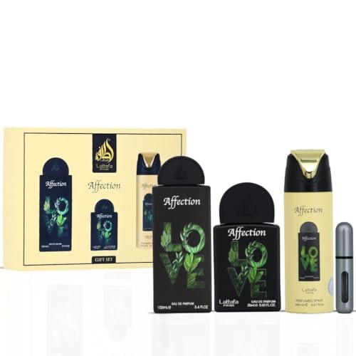 Lattafa Pride Affection 3-Piece Luxury Perfume Gift Set for Women & Men - Gourmand Scent with Pistachio, Creamy Florals & Vanilla Embrace | Long-Lasti