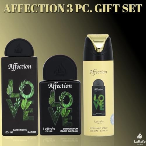Lattafa Pride Affection 3-Piece Luxury Perfume Gift Set for Women & Men - Gourmand Scent with Pistachio, Creamy Florals & Vanilla Embrace | Long-Lasti