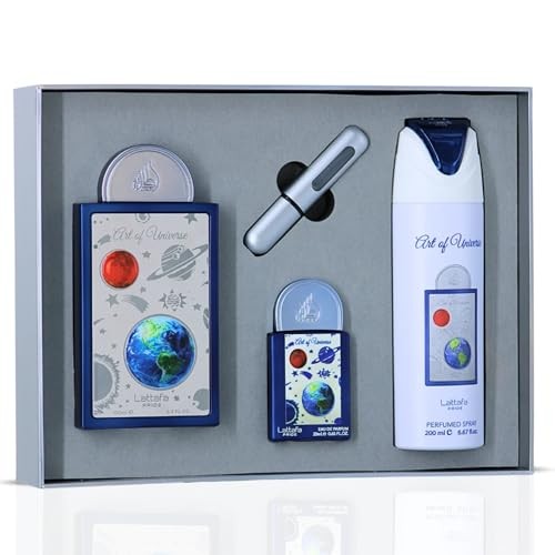 Lattafa Pride Art of Universe for Unisex 3 Piece Gift Set (3.4 Fl Oz EDP + 0.65 Fl Oz EDP + 6.67 Fl Oz Deo)