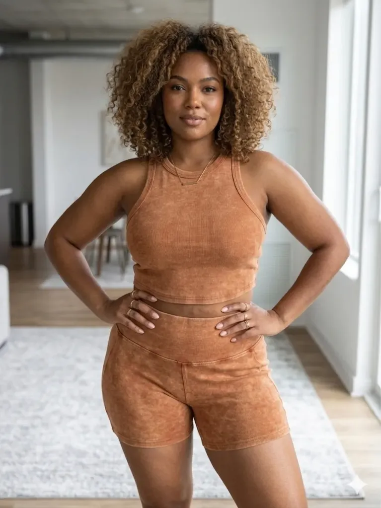 SET  SHORT TERRACOTA / TOP