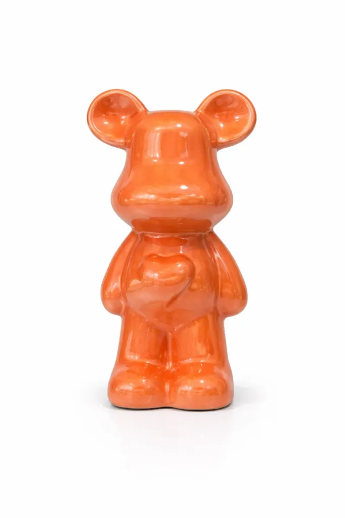 ADORNO DE OSO DE PELUCHE DE PORCELANA EN NARANJA