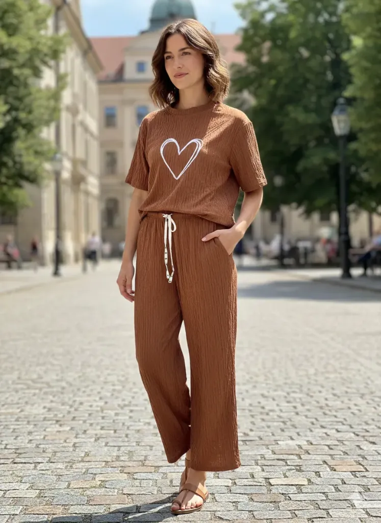 SET PANT  / TSHIRT CARAMEL LOVE