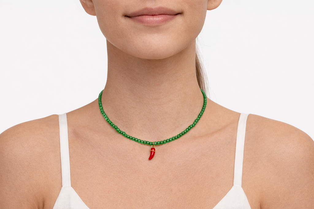 CHOKER VERDE CON DIENTE ROJO / Funny Jewels