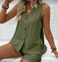 SET DE SHORT / TOP MANGA SIZA VERDE OLIVO 