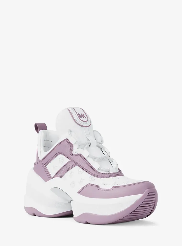 MICHAEL KORS Olympia Logo Debossed Trainer / LILA