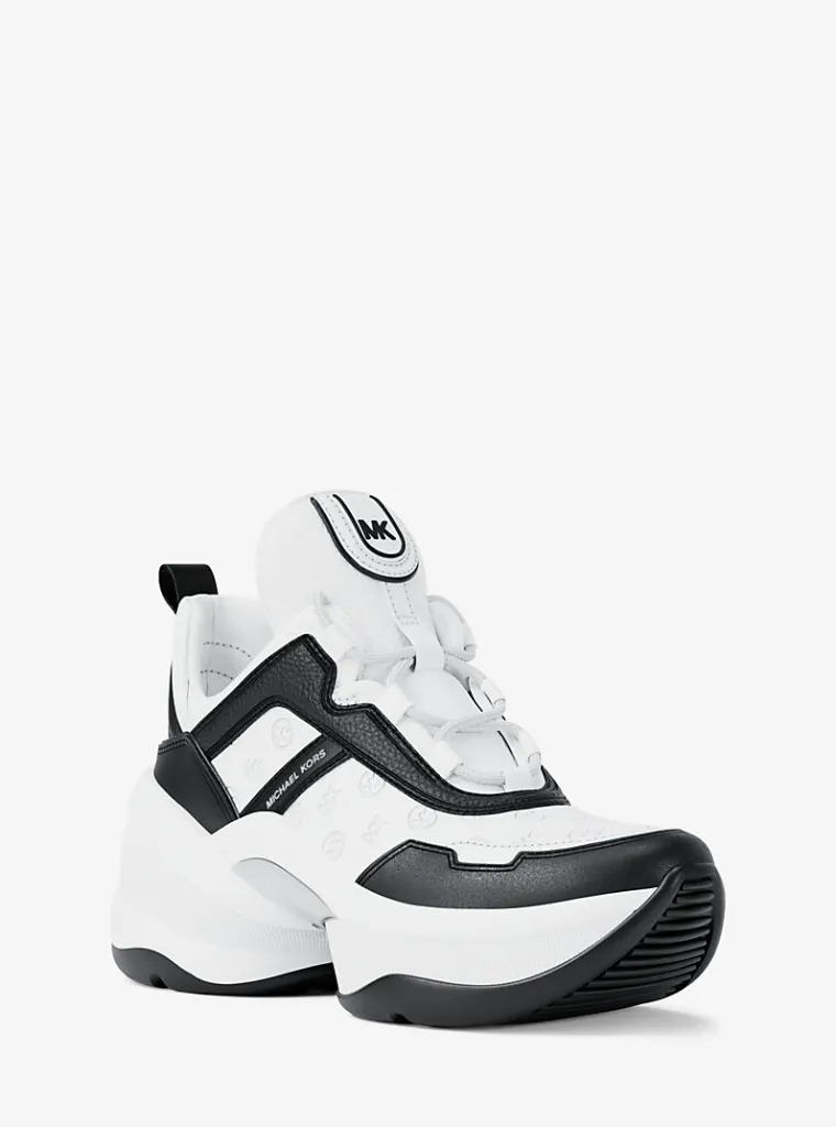 MICHAEL KORS Olympia Logo Debossed Trainer / NEGRO