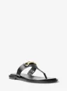Michael Kors Carson Crackled Black Leather Sandal