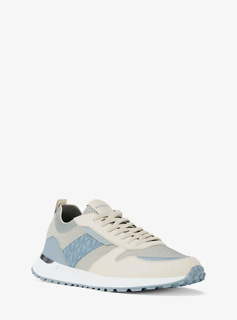 Michael Kors Jesse Mixed-Media Trainer / Baby Blue