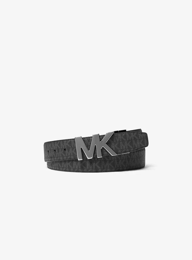 Michael Kors Reversible Logo and Leather Belt / BLK