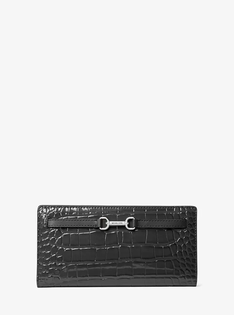 Michael Kors Carson Large Patent Crocodile Embossed Wallet