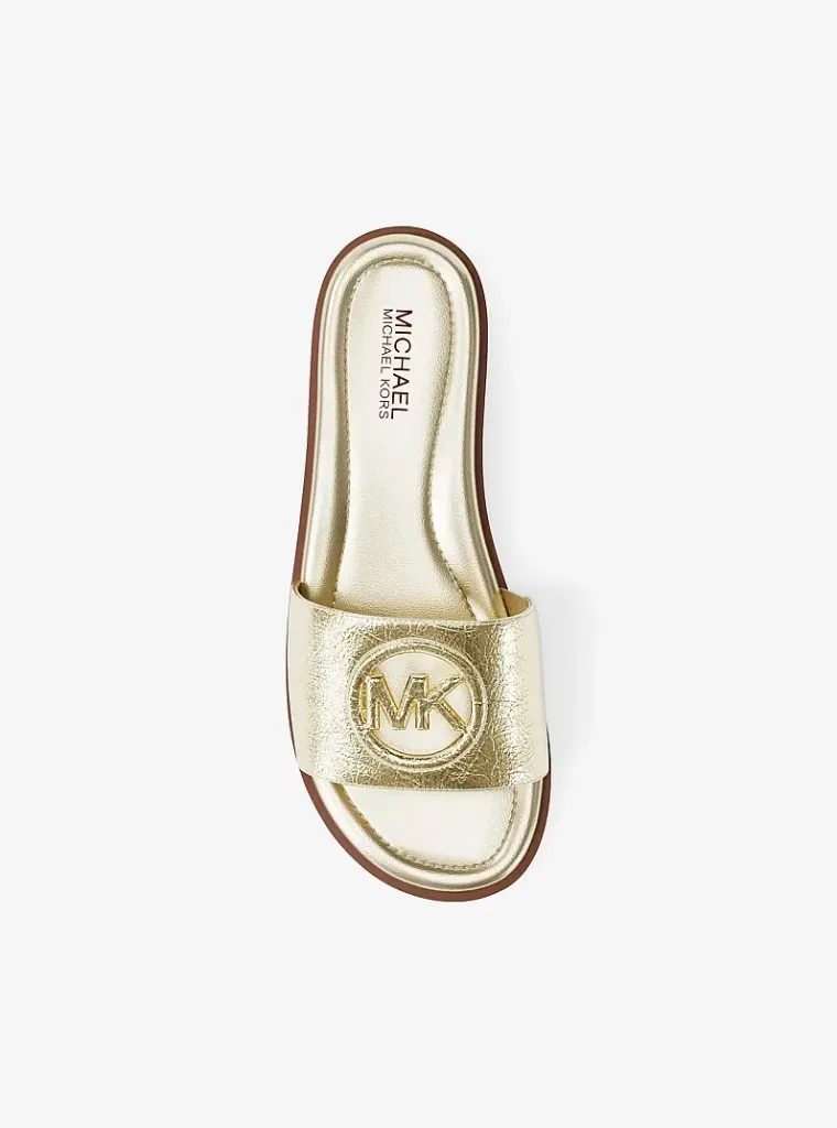 Michael Kors Carissa Crackled Metallic Slide Sandal
