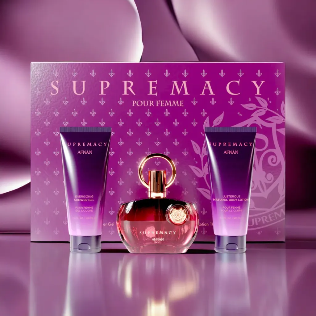 ESTUCHE AFNAN SUPREMACY PURPPLE EDP / D 3 PZS 3.4 OZ + SG + BL 