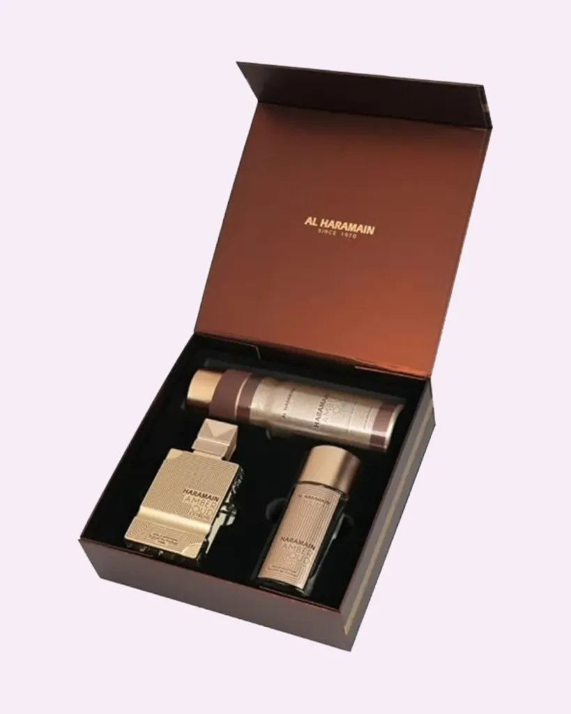 Al Haramain Amber Oud - Gold Edition Extreme   3 Pc Gift Set 2.5oz Extrait De Parfum Spray  1oz Extrait De Parfum Spray  6.6oz Body Spray