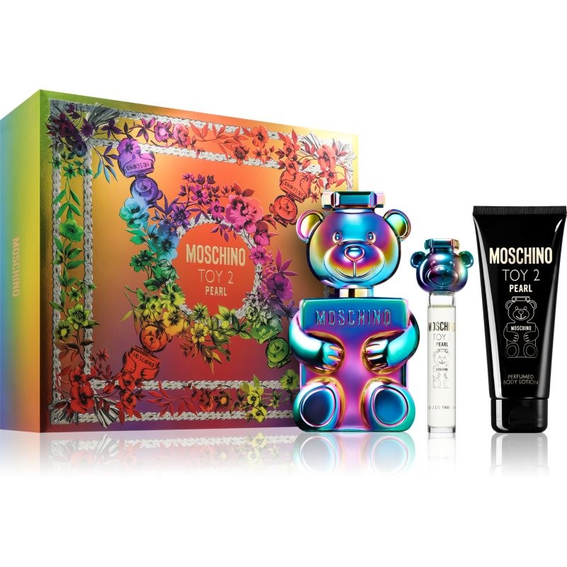 ESTUCHE MOSCHINO Toy 2 Pearl Unisex - 3 Pc Gift Set 3.4oz EDP Spray, 3.4oz Body Lotion, 0.3oz EDP Spray (Mini)