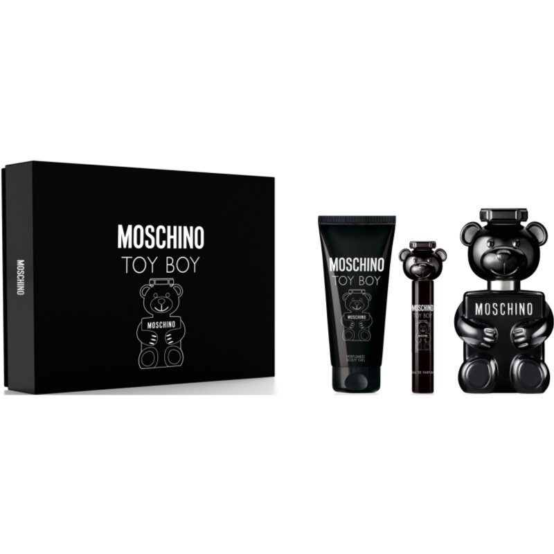 ESTUCHE MOSCHINO Toy Boy for Men 3 Pc Gift Set 3.4oz EDP Spray, 0.34oz EDP Spray, 3.4oz Body Gel