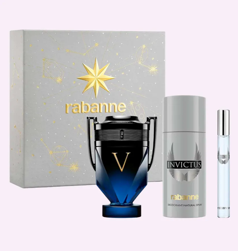 ESTUCHE PACO RABANNE INVICTUS VICTORY ELIXIR EDP / H 3 PZS 3.4 OZ + 10 ML+ DEO 