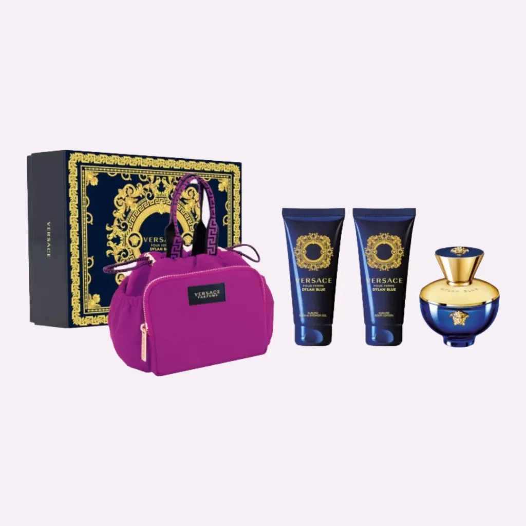 ESTUCHE VERSACE DYLAN BLUE EDP / D 4 PZS + SG + BL + 3.4 + BOLSO 