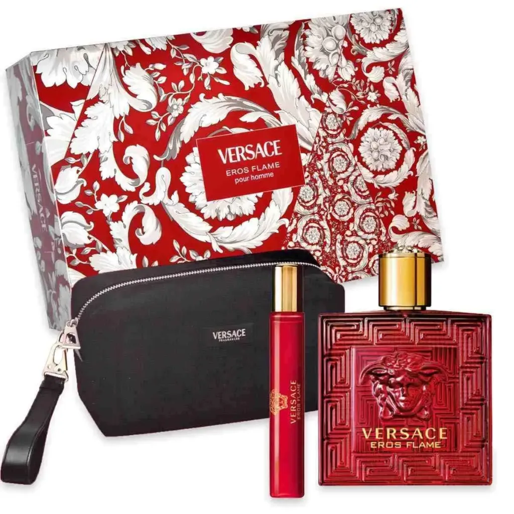 ESTUCHE VERSACE EROS FLAME EDP / H 3 PZS + 10 ML + BOLSO 