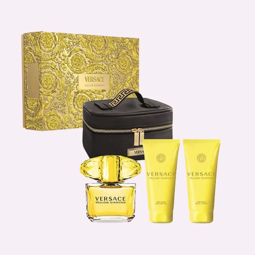 ESTUCHE VERSACE YELLOW DIAMOND EDT / D 4 PZ SG + BL + BOLSO 