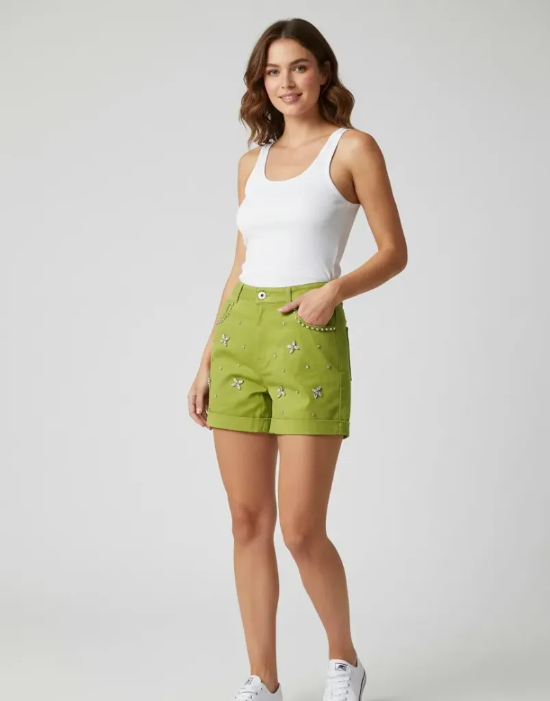 SHORT DE BRILLOS (Negro, S - 4 / 6)