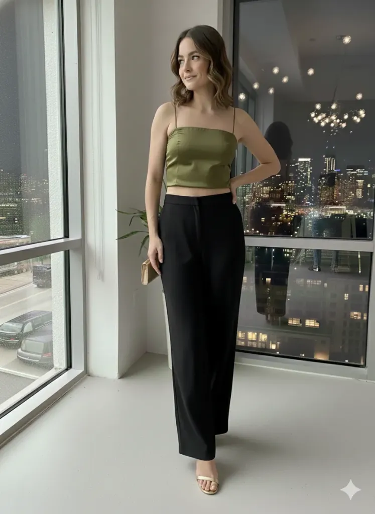 Crop Top Satin Verde