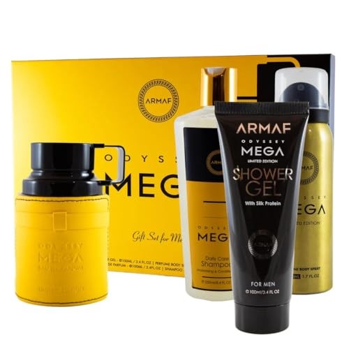 ESTUCHE ARMAF  Odyssey Mega 4Pcset Edp SPR 3.4 M + 3.4 S/Gel + 8.4 Sham + 1.7 per Body SPR (Clean)