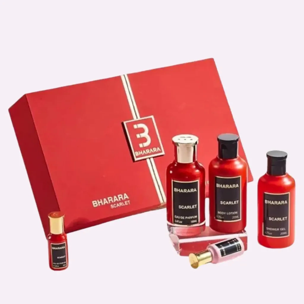 ESTUCHE BHRARARA SCARLET EDP / D 5 PZS 3.4 OZ + 10 ML + BL +SG + 10ML ROSE 