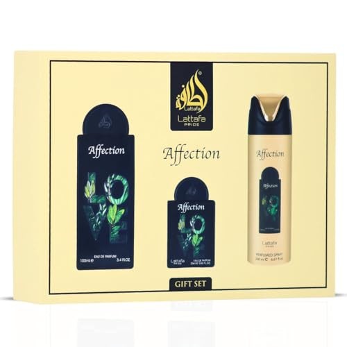 ESTUCHE LATTAFA Pride Affection 3-Piece Luxury Perfume Gift Set for Women & Men - Gourmand Scent with Pistachio, Creamy Florals & Vanilla Embrace | Long-Lasti