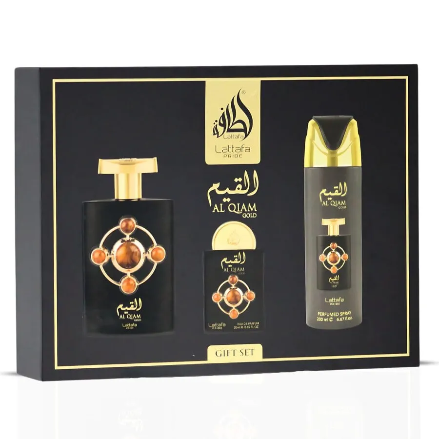 ESTUCHE LATTAFA AL QIAM GOLD EDP / UNI 3 PZS 3.4 OZ + 20 ML + SPRAY 
