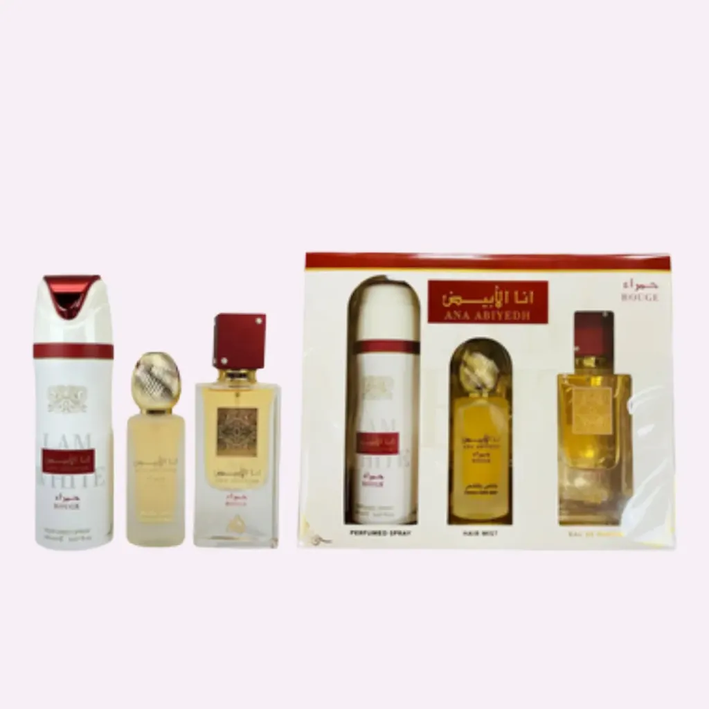 ESTUCHE LATTAFA ANA ABIYEDH ROUGE EDP / UNI 3PZS 2.0 OZ + SPRAY + HAIR 