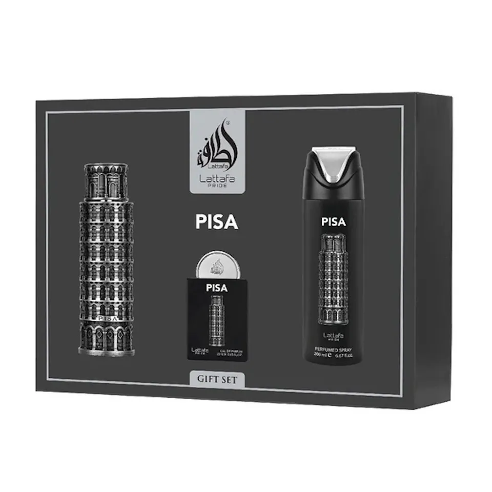 ESTUCHE LATTAFA PISA EDP / H 3 PZS 3.4 OZ + 20 ML + SPRAY 