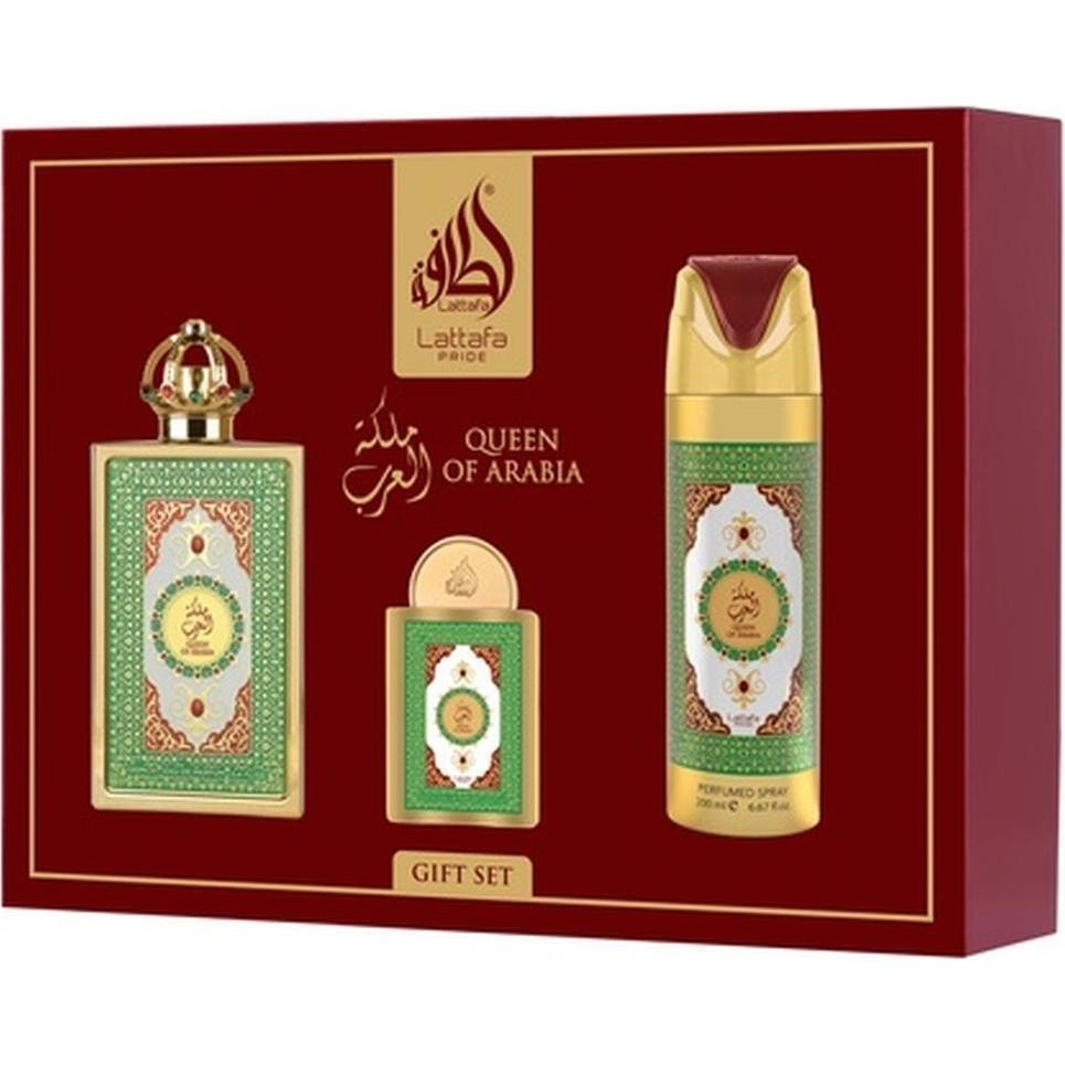 ESTUCHE LATTAFA QUEEN OF ARABIA EDP / D 3 PZS 3.4 OZ + 20 ML + SPRAY 